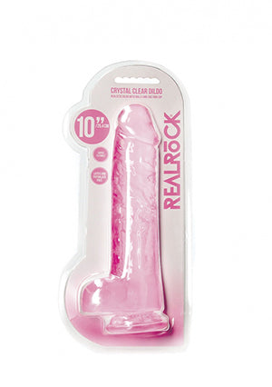 Shots Toys | REALROCK Crystal Clear 10" / 25.4cm Realistic Dildo with Balls - Pink