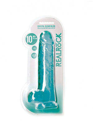 Shots Toys | REALROCK Crystal Clear 10" / 25.4cm Realistic Dildo with Balls - Turquoise