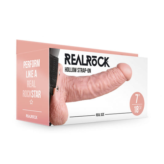 Shots Toys | REALROCK Hollow Strap-On with Balls - 18cm Flesh