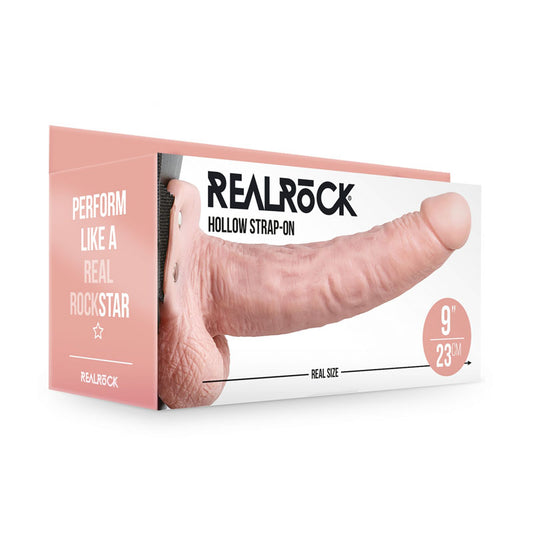 Shots Toys | REALROCK Hollow Strap-On with Balls - 9" / 23cm Flesh