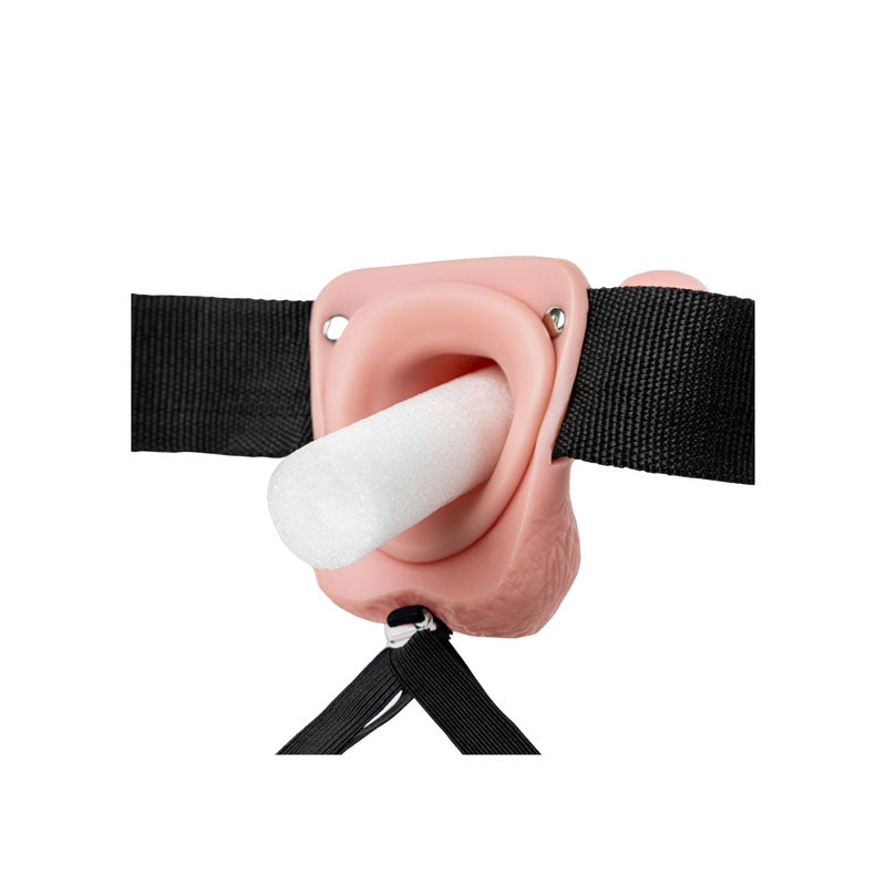 Shots Toys | REALROCK Vibrating Hollow Strap-On + Balls - 9" / 23cm Flesh