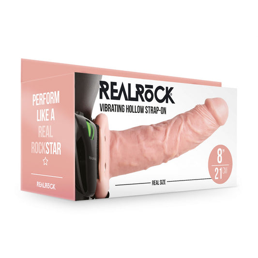 Shots Toys | REALROCK Vibrating Hollow Strap-On - 8" / 20.5cm Flesh