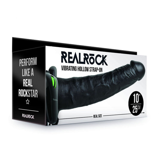 Shots Toys | REALROCK Vibrating Hollow Strap-On - 10" / 24.5cm Black