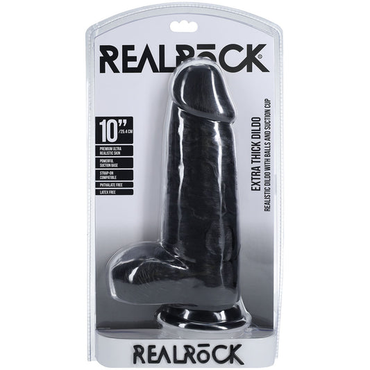 Shots Toys | REALROCK Realistic Extra Thick Dildo with Balls - 10" / 25.4cm - Black