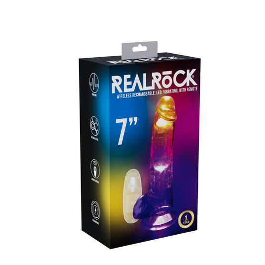 Shots Toys | REALROCK 7" Wireless LED Vibrating Dildo with Balls and Remote