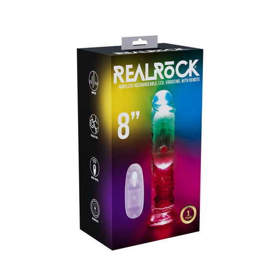 Shots Toys | REALROCK 8" Wireless LED Vibrating Dildo Dong with Remote