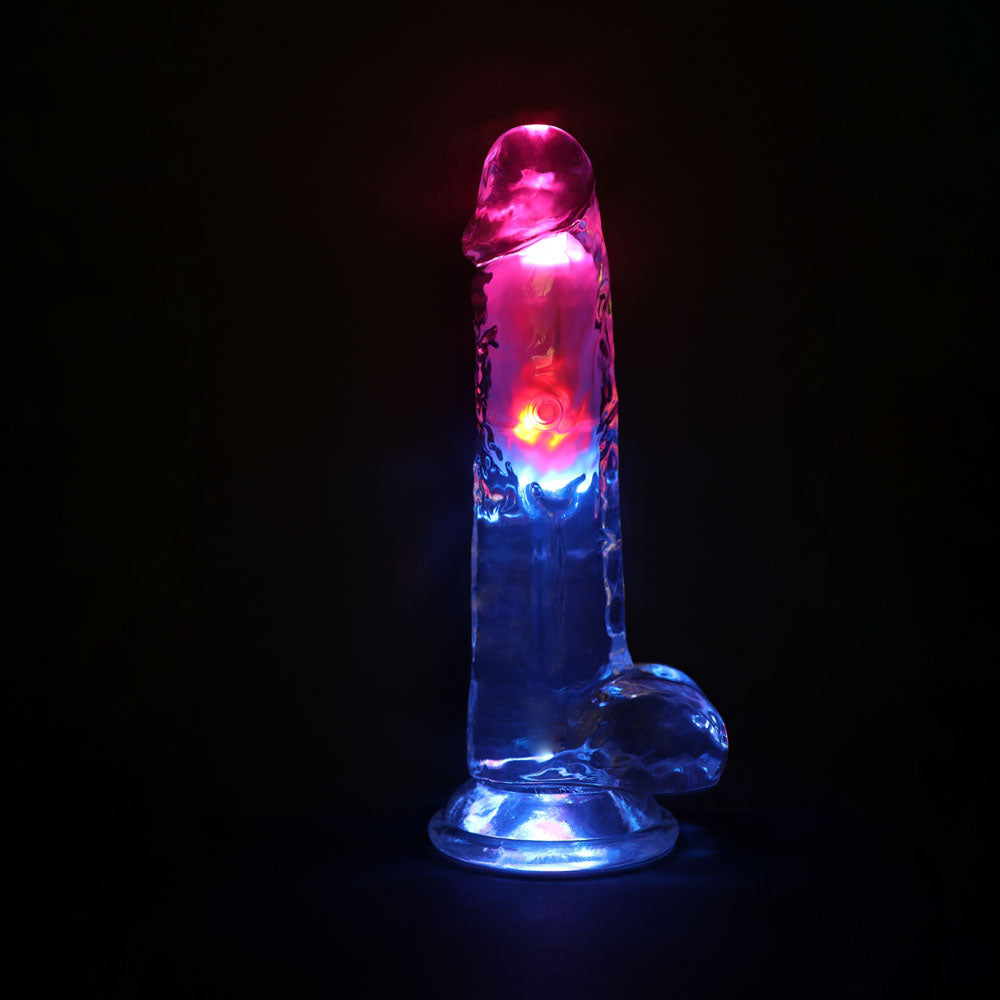 Shots Toys | REALROCK 8" Wireless LED Vibrating Dildo with Balls and Remote