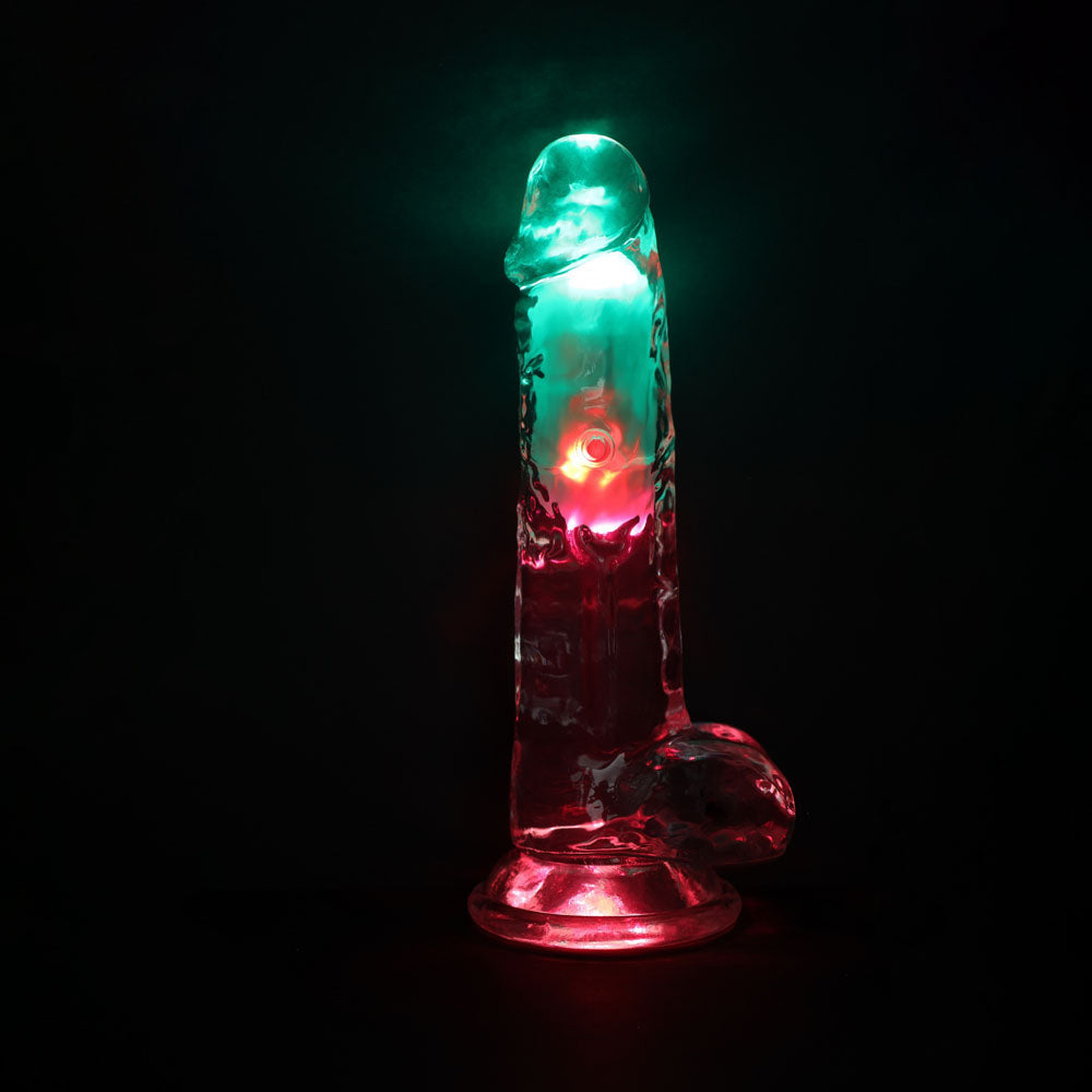 Shots Toys | REALROCK 8" Wireless LED Vibrating Dildo with Balls and Remote