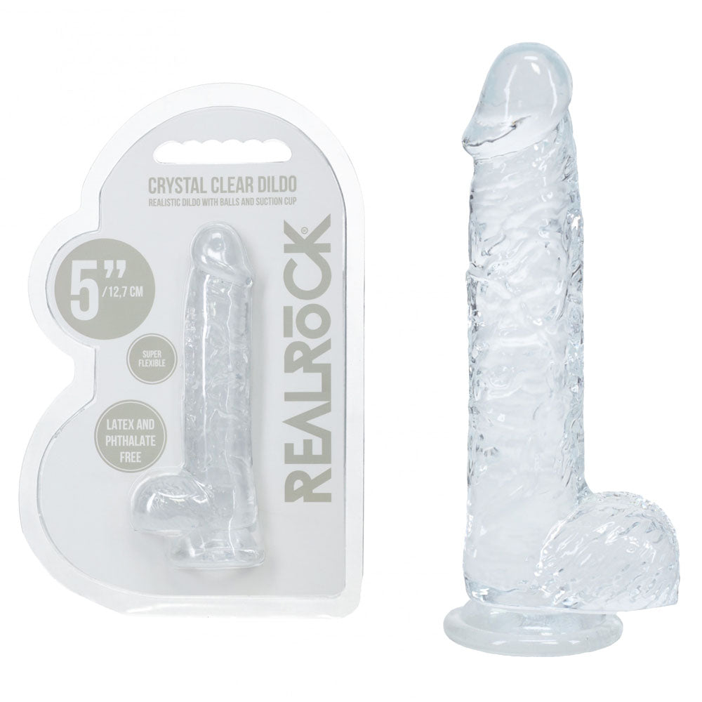 Shots Toys | REALROCK 5" / 12.7cm Crystal Clear Dildo with Balls - Clear