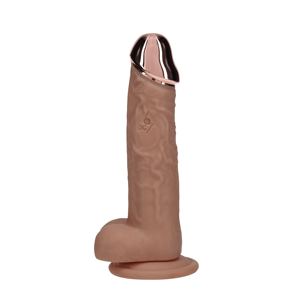 Shots Toys | REALROCK 7" Vibrating Dildo with Metal Head and Wireless Remote - Tan