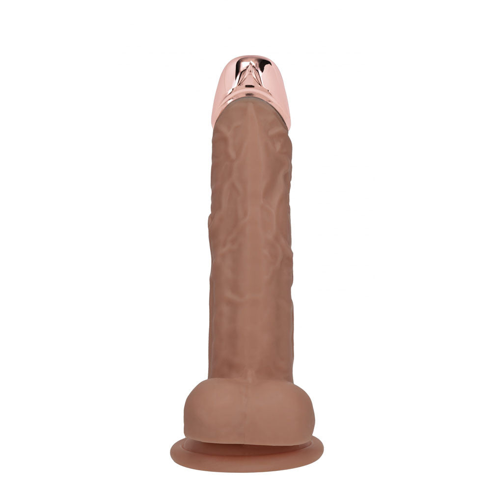 Shots Toys | REALROCK 7" Vibrating Dildo with Metal Head and Wireless Remote - Tan