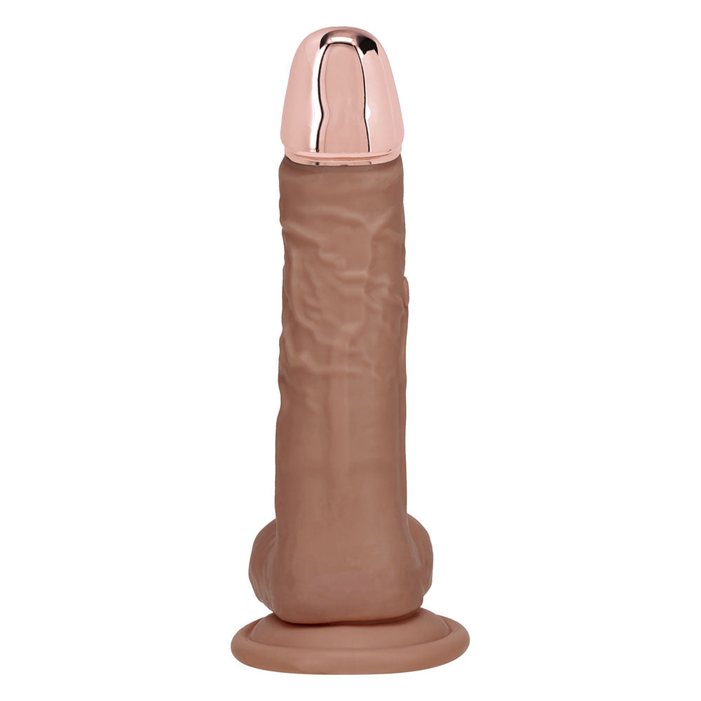Shots Toys | REALROCK 8" Vibrating Dildo with Metal Head and Wireless Remote - Tan