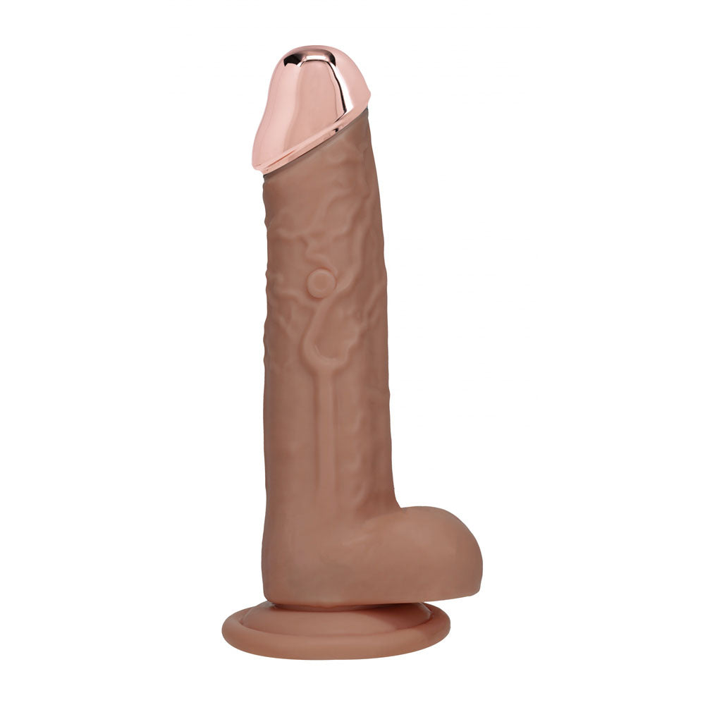 Shots Toys | REALROCK 8" Vibrating Dildo with Metal Head and Wireless Remote - Tan