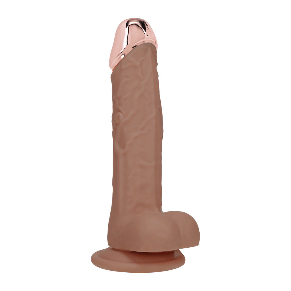 Shots Toys | REALROCK 8" Vibrating Dildo with Metal Head and Wireless Remote - Tan