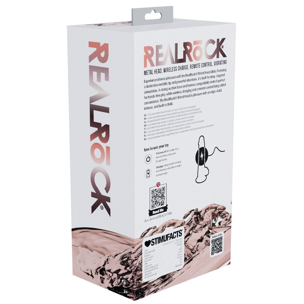 Shots Toys | REALROCK 8" Vibrating Dildo with Metal Head and Wireless Remote - Tan