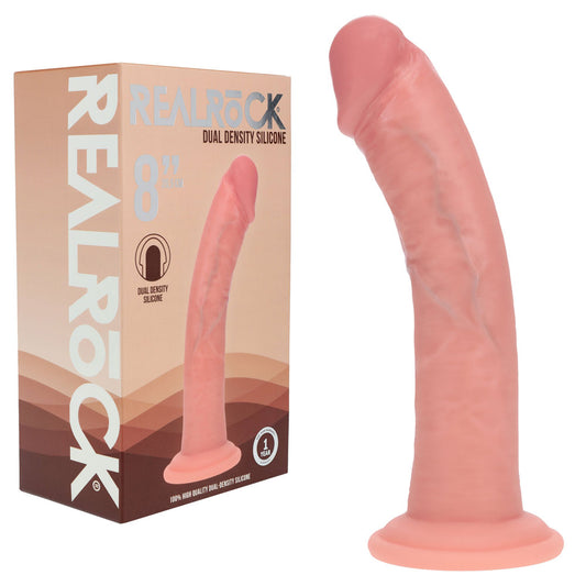 Shots Toys | REALROCK Dual Density Silicone 8" Curved Dildo - Flesh