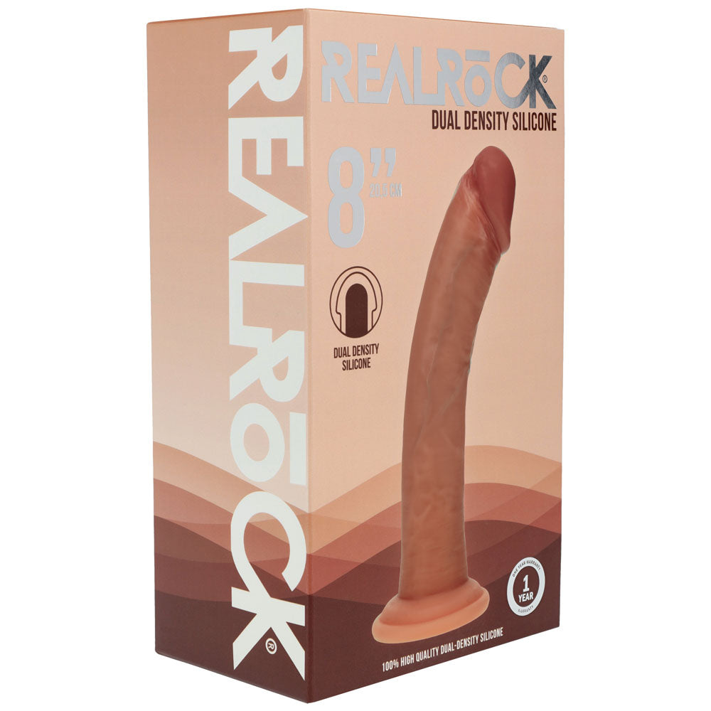 Shots Toys | REALROCK Dual Density Silicone 8" Curved Dildo - Tan