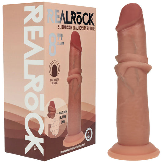Shots Toys | REALROCK Dual Density 8" Sliding Skin Silicone Dildo - Tan