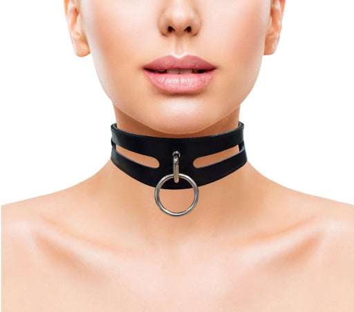 Rouge Leather Fashion Collar Black With 40cm Ring
