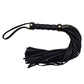 Rouge Leather Studded Long Flogger With Gold Accents