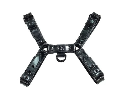 Rouge Black Leather Front Harness With Black Accessories Large