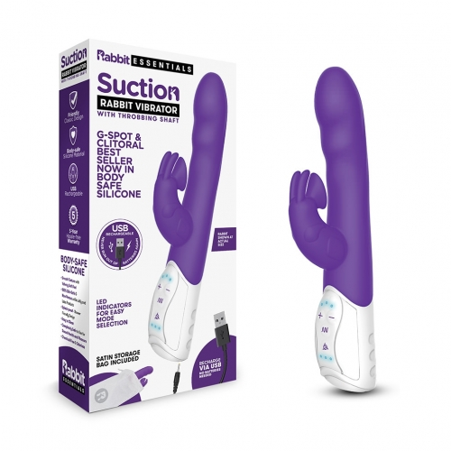 Rabbit Essentials Rechargeable Clitoral Suction Rabbit Vibrator - Purple