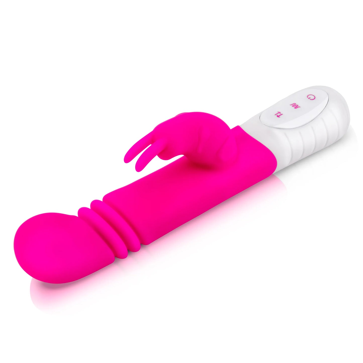 Rabbit Essentials Rechargeable Slim Shaft Thrusting G-Spot Rabbit Vibrator - Pink