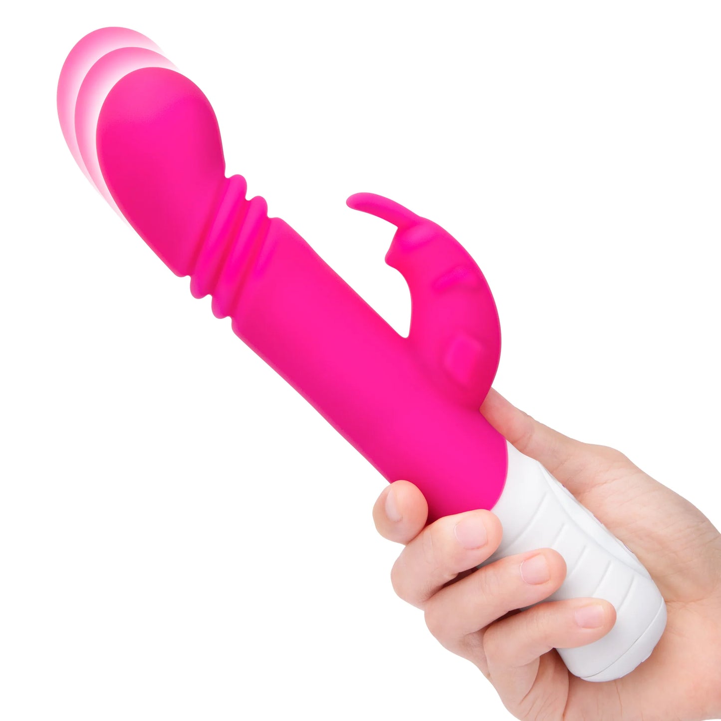 Rabbit Essentials Rechargeable Slim Shaft Thrusting G-Spot Rabbit Vibrator - Pink