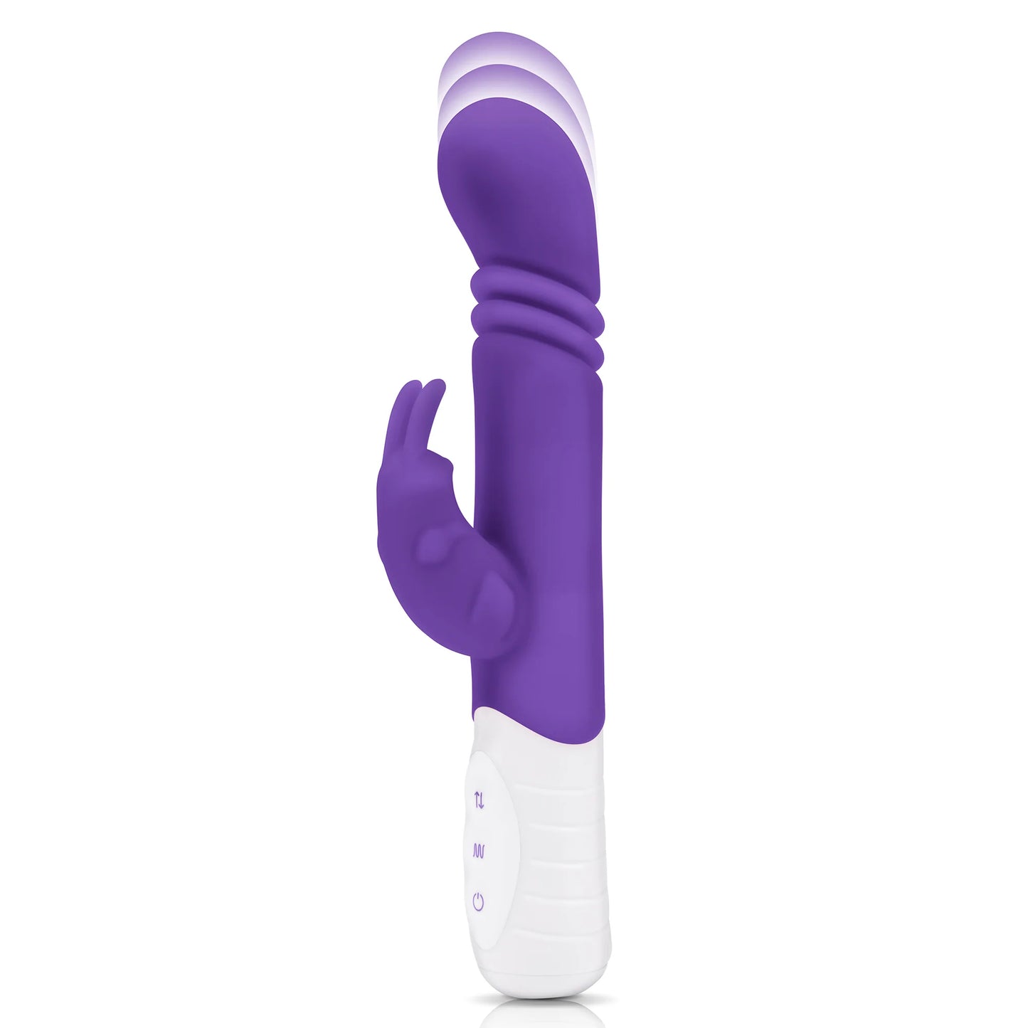 Rabbit Essentials Rechargeable Slim Shaft Thrusting G-Spot Rabbit Vibrator - Purple
