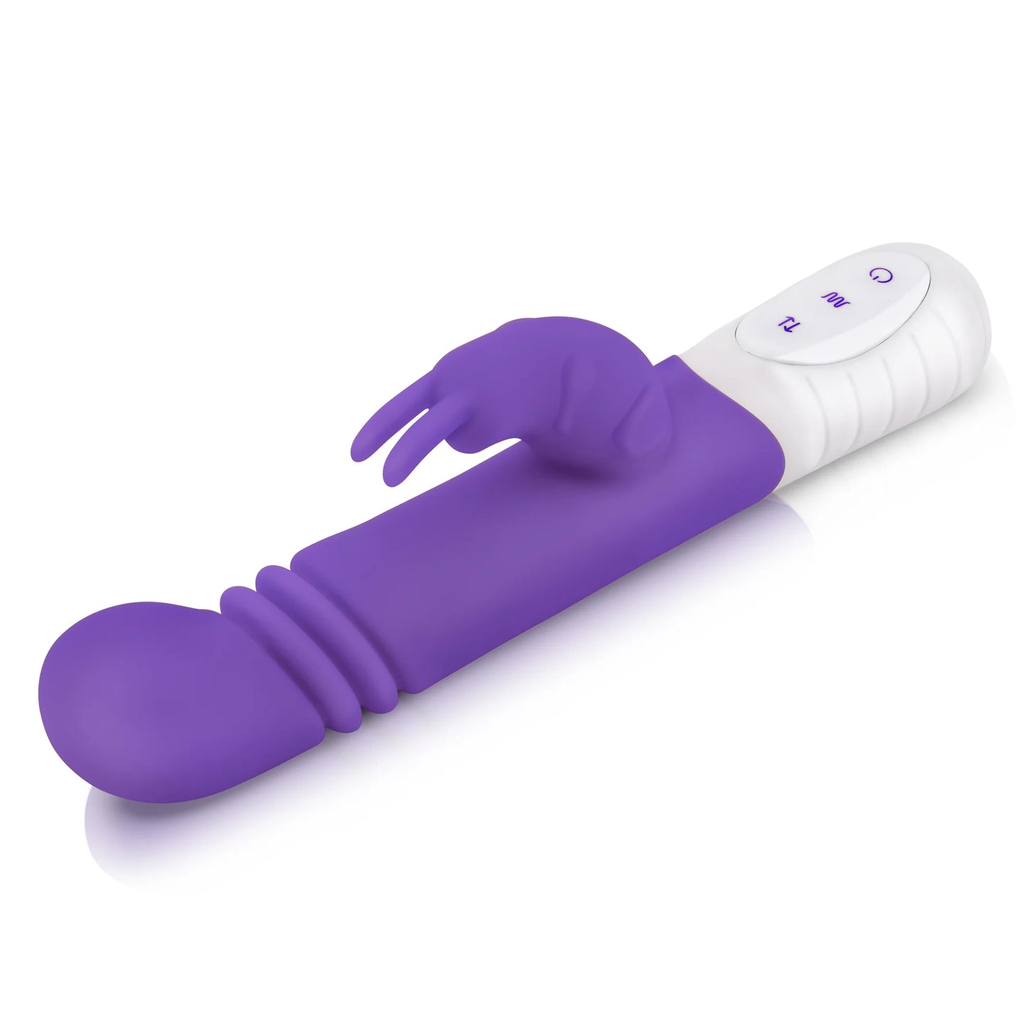 Rabbit Essentials Rechargeable Slim Shaft Thrusting G-Spot Rabbit Vibrator - Purple