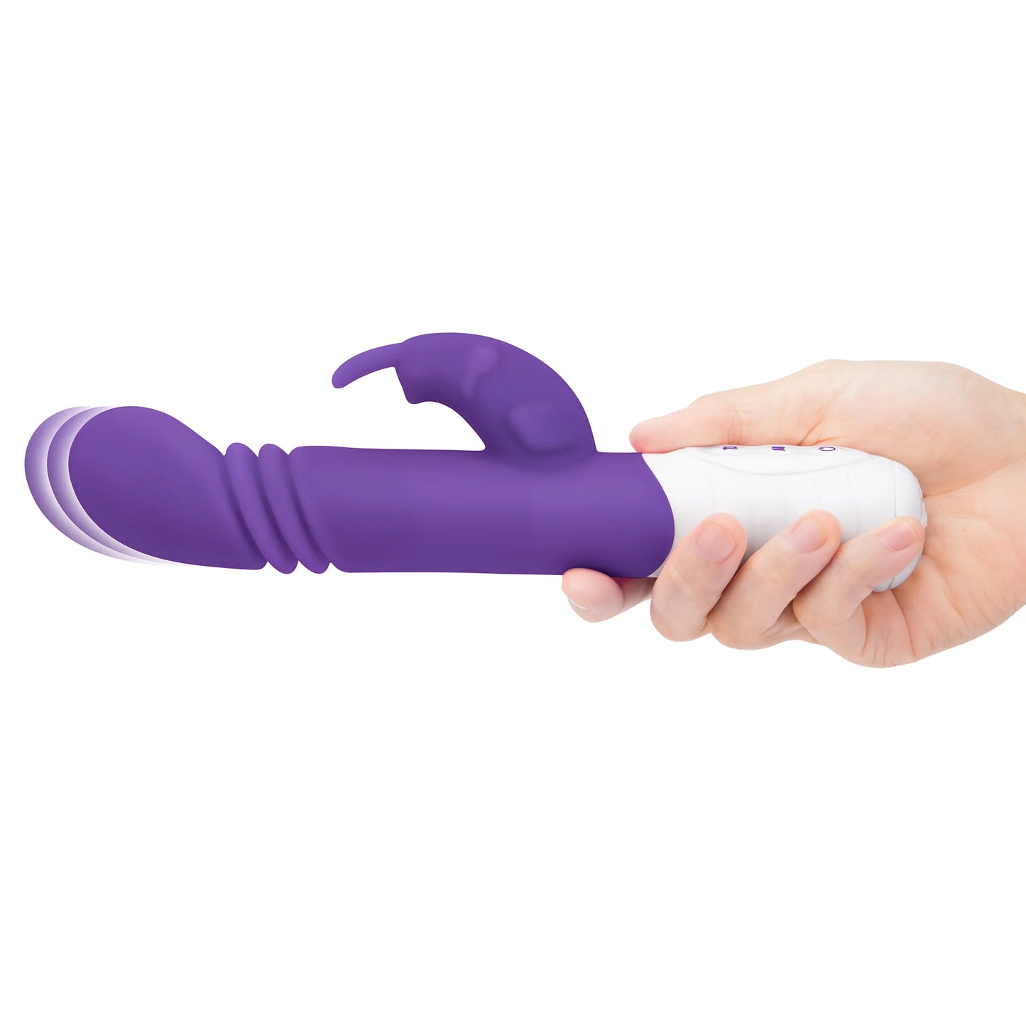Rabbit Essentials Rechargeable Slim Shaft Thrusting G-Spot Rabbit Vibrator - Purple