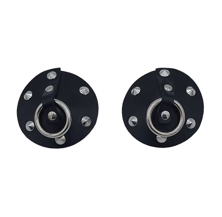 Rouge Leather Studded Nipple Cover Black