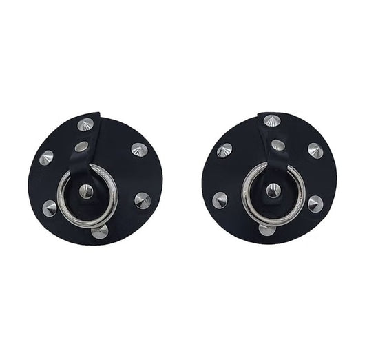 Rouge Leather Studded Nipple Cover Black