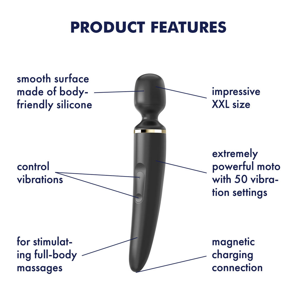 Satisfyer Wand-er Woman Body Massager Wand Vibrator - Black