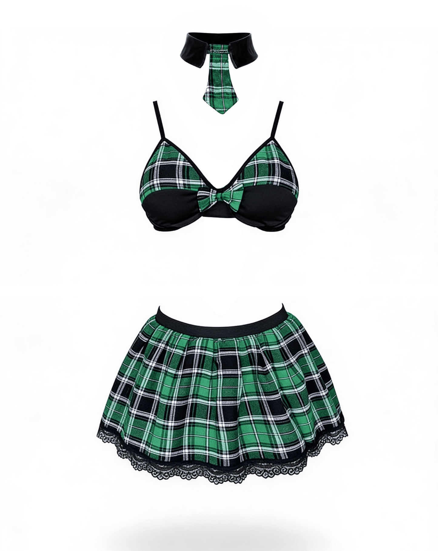 Love In Leather 4 Piece School Girl Set Size S/M or L/XL - MULTIPLE COLOURS