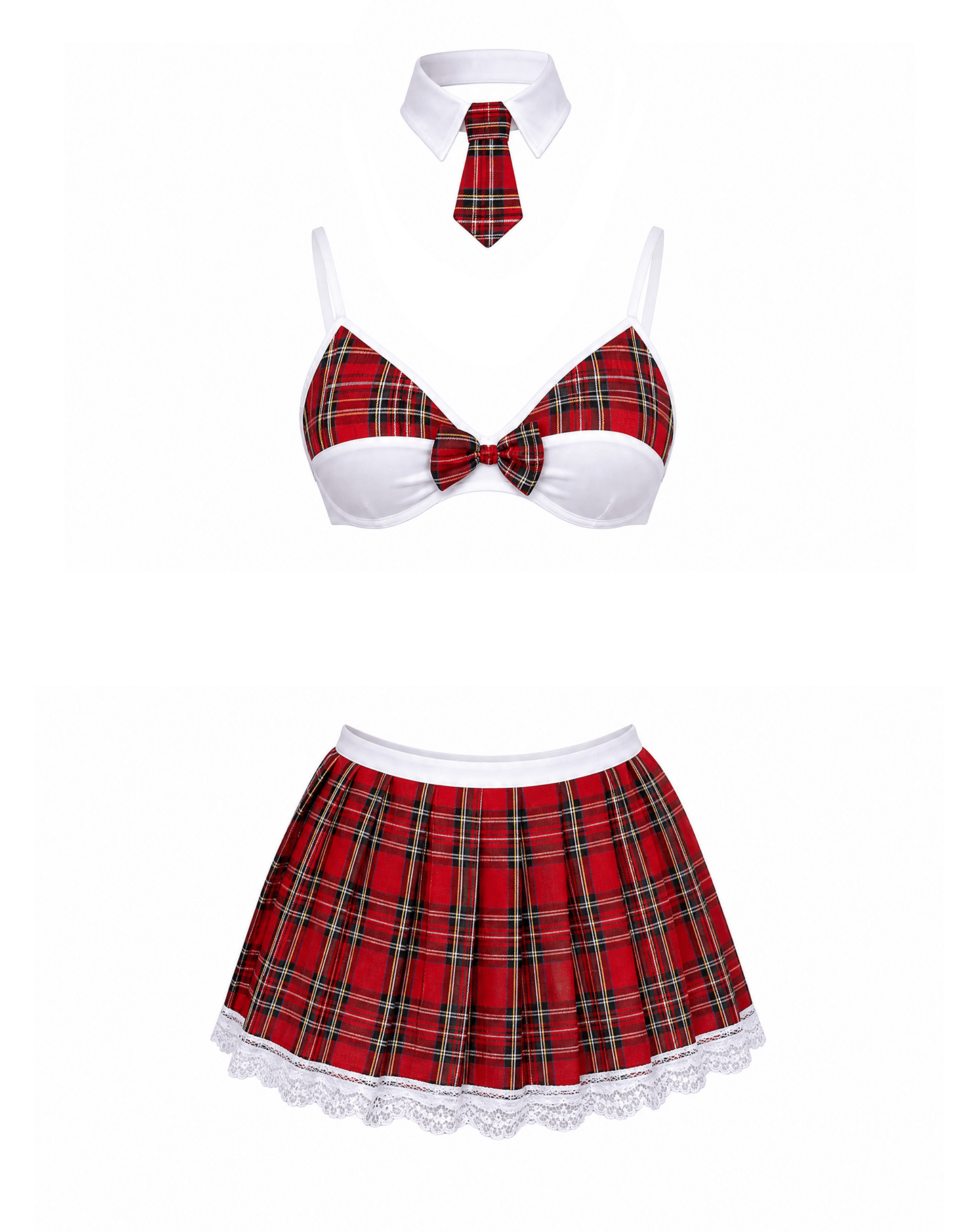 Love In Leather 4 Piece School Girl Set Size S/M or L/XL - MULTIPLE COLOURS
