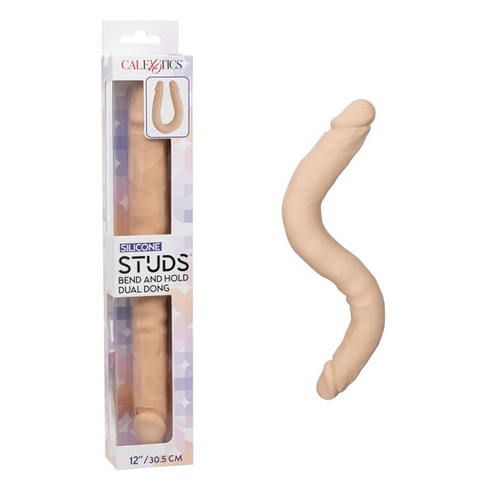 CalExotics Silicone Studs® Bend and Hold Dual Dong 12”/30.5 cm - Ivory