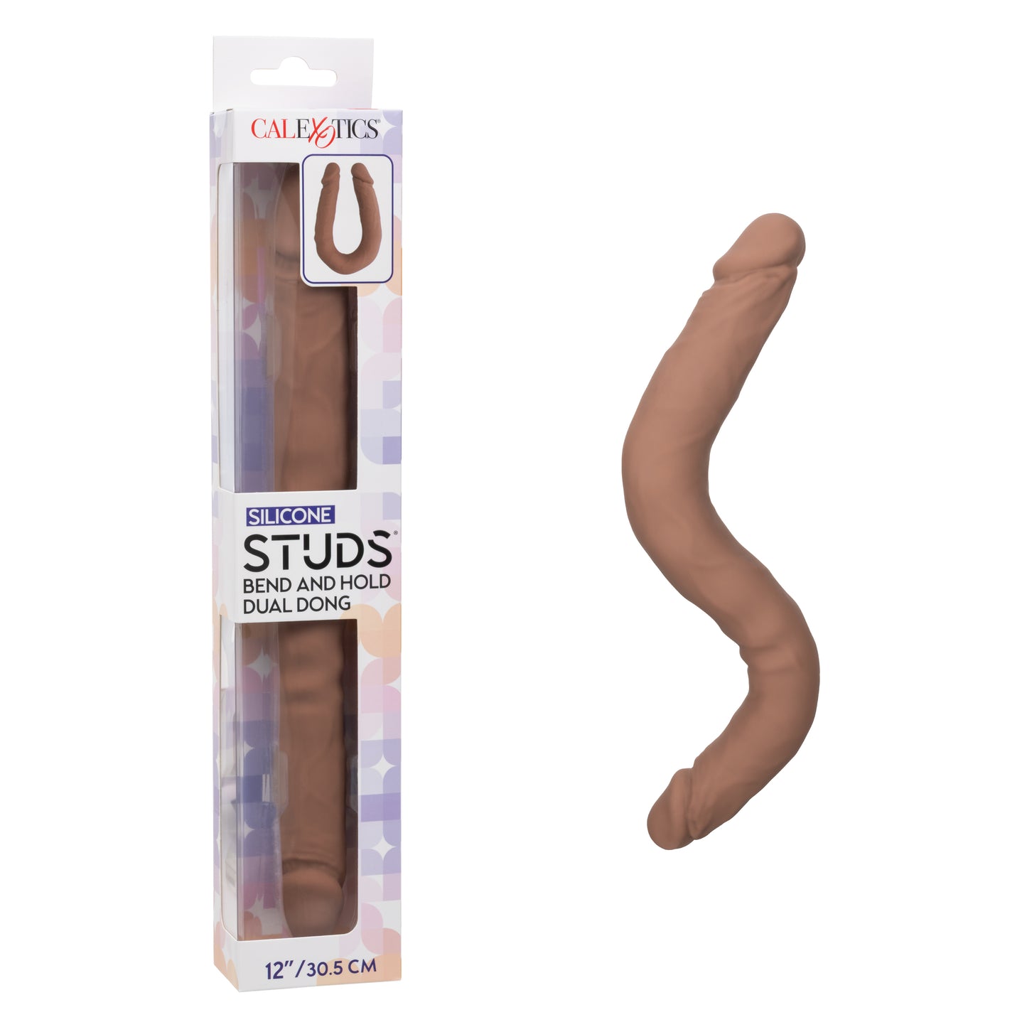 CalExotics Silicone Studs® Bend and Hold Dual Dong 12”/30.5 cm - Brown