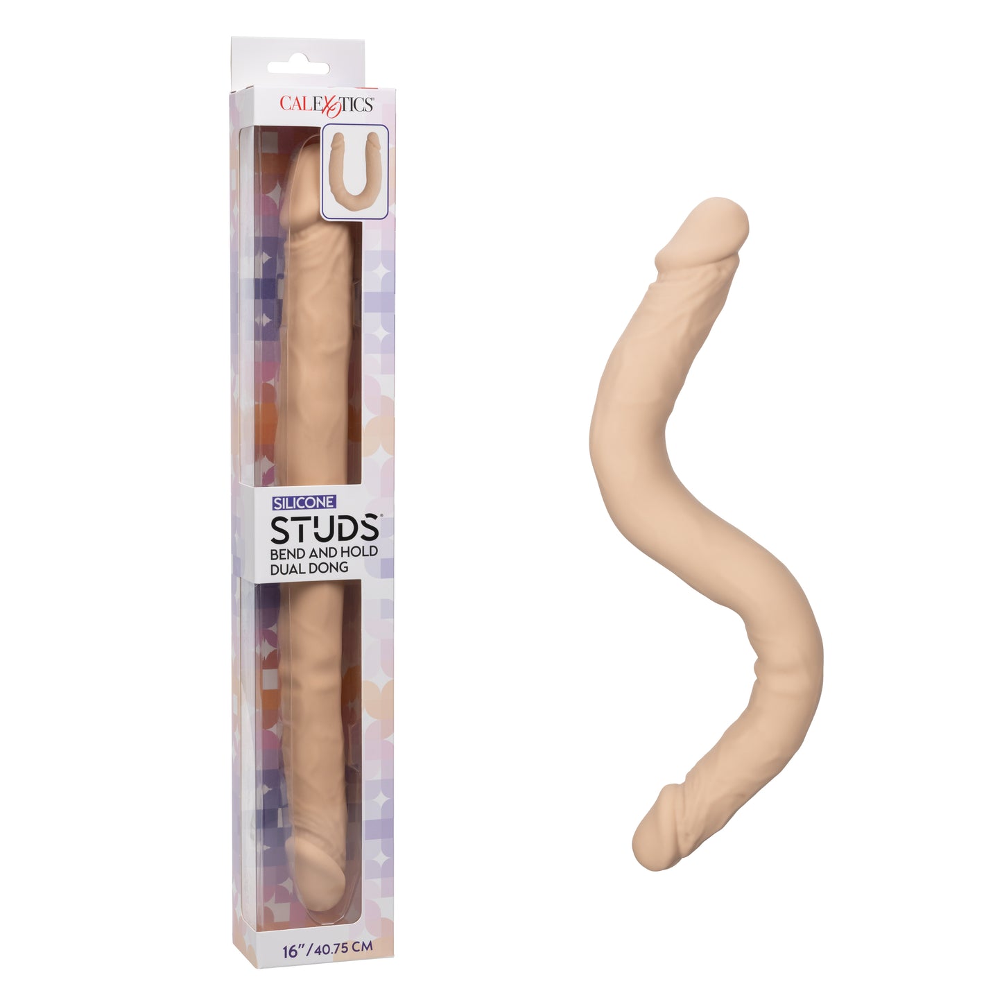 CalExotics Silicone Studs® Bend and Hold Dual Dong 16”/40.75 cm - Ivory