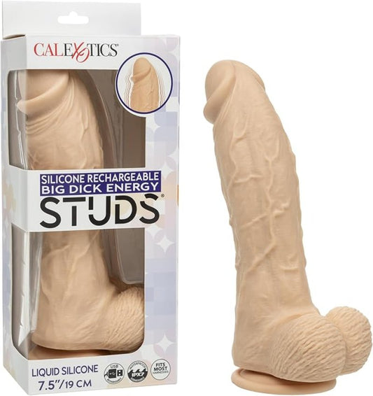 CalExotics Silicone Rechargeable Big Dick Energy Studs® 7.5"/19cm Vibrating Dildo - Ivory