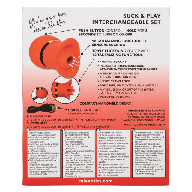 CalExotics French Kiss Suck & Play Interchangeable Set - Suction Vibrator and Triple Teaser