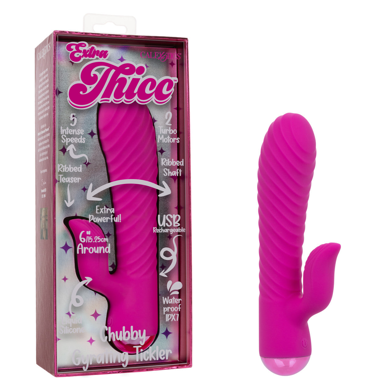 Calexotics Extra Thicc™ Chubby Gyrating Tickler Rabbit Vibrator