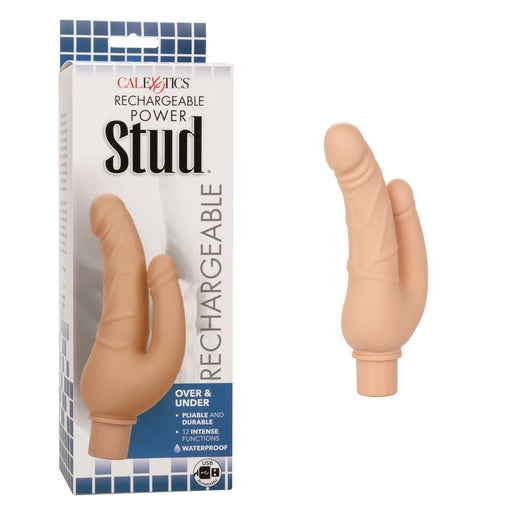 CalExotics Power Stud Over & Under Rechargeable Vibrator Ivory