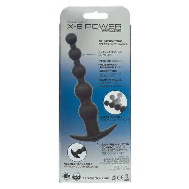 Calexotics Rechargeable X-5 Power Beads - Vibrating Flexible Anal Beads