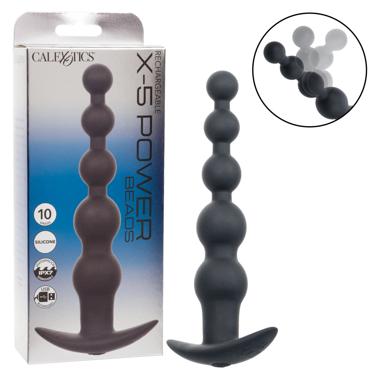 Calexotics Rechargeable X-5 Power Beads - Vibrating Flexible Anal Beads