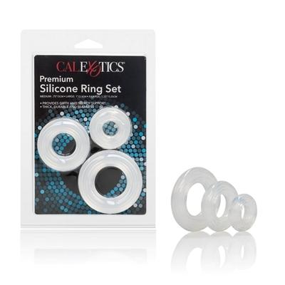 Calexotics Premium Silicone Cock Ring - 3 Pc Set Clear