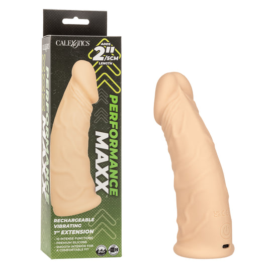 Calexotics Performance Maxx 7" Rechargeable Vibrating Extension - Ivory