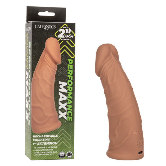 Calexotics Performance Maxx 7" Rechargeable Vibrating Extension - Brown