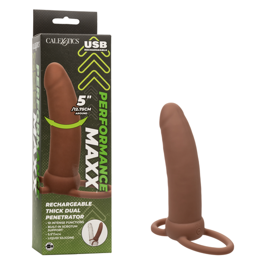 Calexotics Performance Maxx Rechargeable Thick Dual Penetrator - Brown