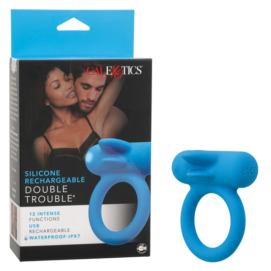 Calexotics Silicone Rechargeable Double Trouble Couples Ring Vibrator